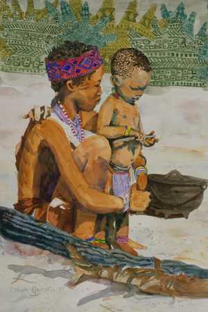 mother and child bushman: 15 x 22